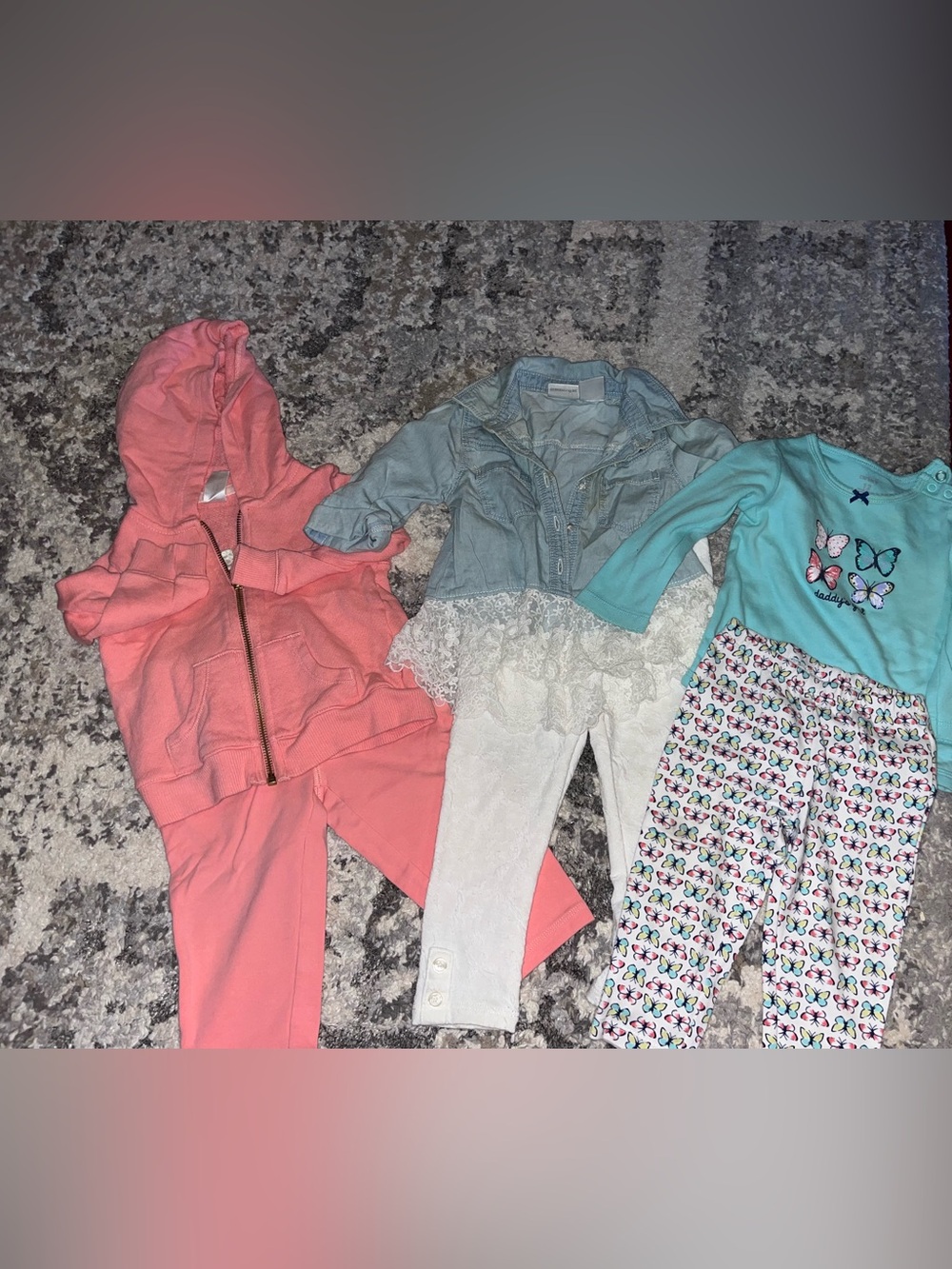 Bundle of Baby Girl Clothes Carters Cat & Jack Size 12 Months - Picture 2 of 4